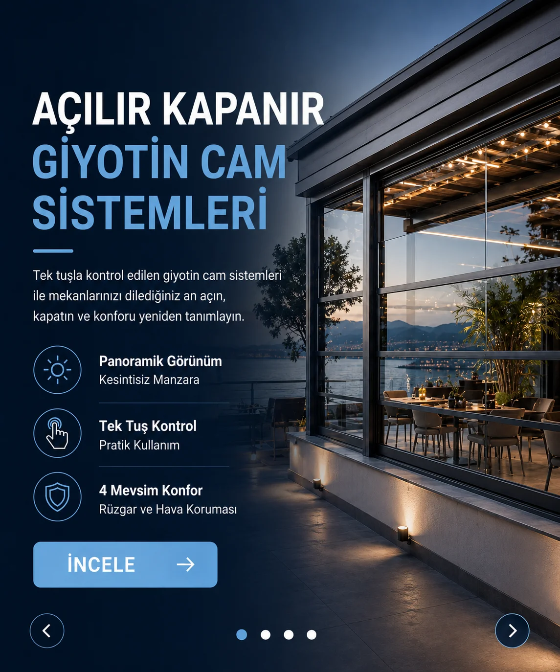 Açılır / Kapanır Giyotin Cam mobil slider görseli 1